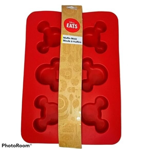 Disney Mickey Mouse Head Shape Baking Mold Silicone Pan Dish RED MUFFINS CUPCAKE - Picture 1 of 7
